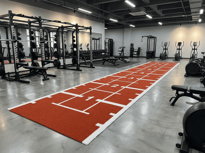 le maintien d'une zone de transition entre le sol et le gymnase